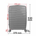 Troler voiaj Mic S, StowAway, Naimeed D5965, 4 roti duble 360 grade detasabile , PP, inchidere cifru, Gri, 37x20x48cm