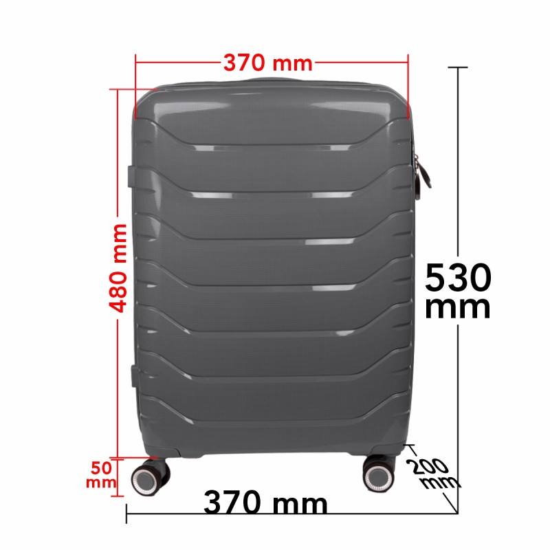 Troler voiaj Mic S, StowAway, Naimeed D5967, 4 roti duble 360 grade, PP, inchidere cifru, Gri, 37x20x48cm