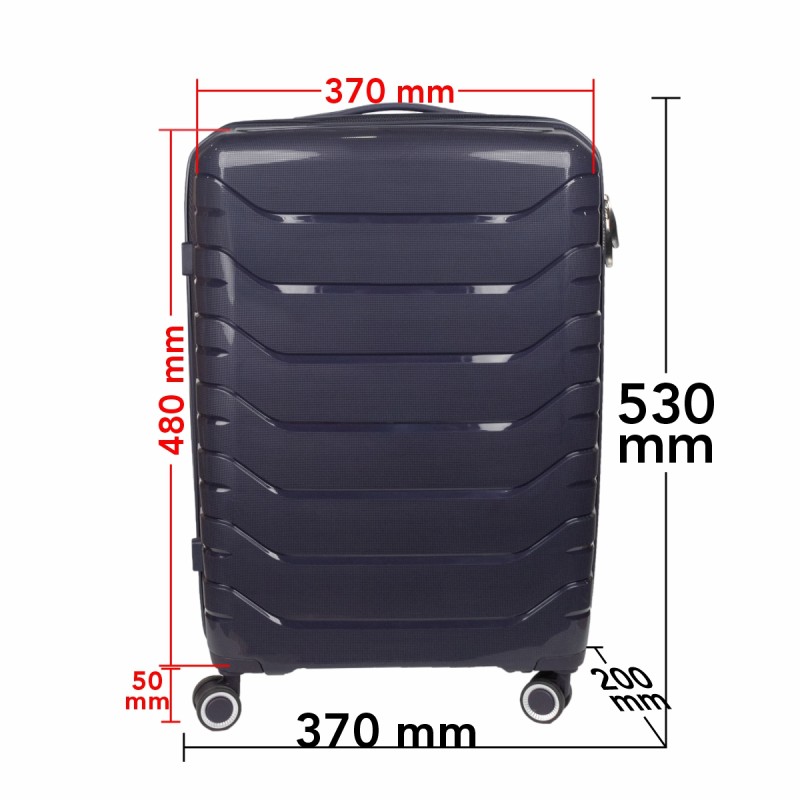 Troler voiaj Mic S, StowAway, Naimeed D5968, 4 roti duble 360 grade detasabile , PP, inchidere cifru, Mov Inchis, 37x20x48cm