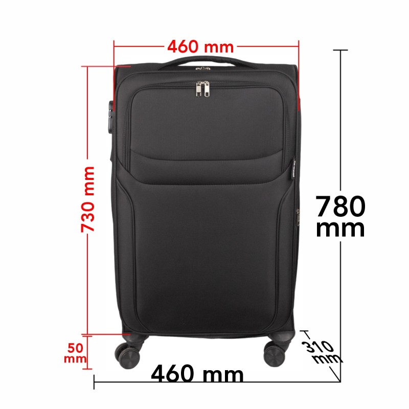 Troler voiaj Mare, Naimeed D5971, 4 roti duble 360 grade, material textil, inchidere cifru, Negru, 46x31x73cm Troler voiaj Mare, Naimeed D5971, 4 roti duble 360 grade, material textil, inchidere cifru, Negru, 46x31x73cm