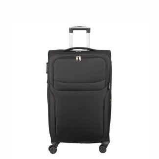 Troler voiaj Mic, Naimeed D5971, 4 roti duble 360 grade, material textil, inchidere cifru, Negru, 36x23x52cm