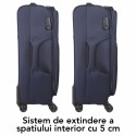 Troler voiaj Mare, Naimeed D5972, 4 roti duble 360 grade, material textil, inchidere cifru, Albastru, 46x31x73cm Troler voiaj Mare, Naimeed D5972, 4 roti duble 360 grade, material textil, inchidere cifru, Albastru, 46x31x73cm
