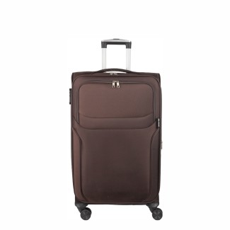 Troler voiaj Mic, Naimeed D5973, 4 roti duble 360 grade, material textil, inchidere cifru, Maro, 36x23x52cm