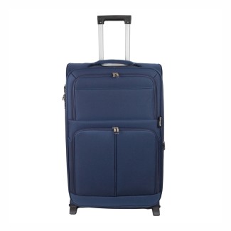 Troler voiaj Mare, Naimeed D5976, 2 roti, material textil, inchidere cifru, Albastru, 45x30x73cm