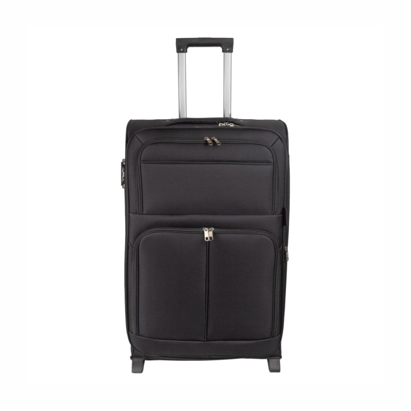 Troler voiaj Mediu, Naimeed D5978, 2 roti, material textil, inchidere cifru, Negru, 40x28x63cm