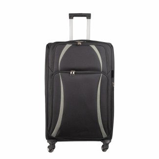 Troler voiaj Mediu, Naimeed D5979, 4 roti, material textil, inchidere cifru, Negru, 40x28x63cm