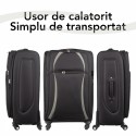 Troler voiaj Mediu, Naimeed D5979, 4 roti, material textil, inchidere cifru, Negru, 40x28x63cm