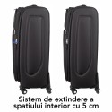 Troler voiaj Mediu, Naimeed D5979, 4 roti, material textil, inchidere cifru, Negru, 40x28x63cm