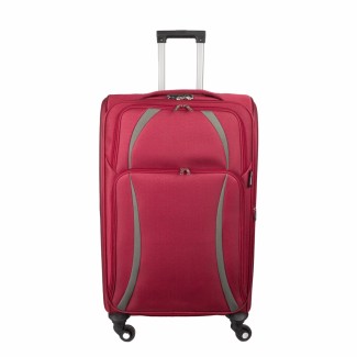 Troler voiaj Mediu, Naimeed D5980, 4 roti, material textil, inchidere cifru, Rosu, 40x28x63cm