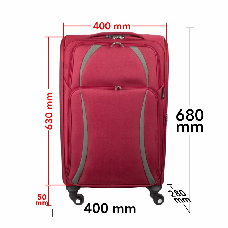 Troler voiaj Mediu, Naimeed D5980, 4 roti, material textil, inchidere cifru, Rosu, 40x28x63cm Troler voiaj Mediu, Naimeed D5980, 4 roti, material textil, inchidere cifru, Rosu, 40x28x63cm