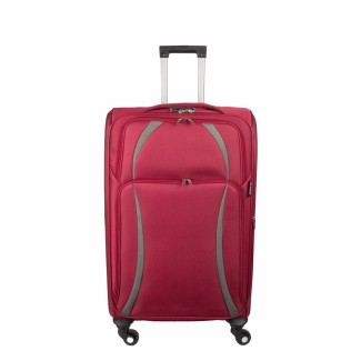 Troler voiaj Mic, Naimeed D5980, 4 roti, material textil, inchidere cifru, Rosu, 35.5x26x52cm