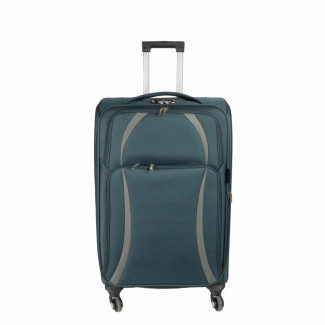 Troler voiaj Mic, Naimeed D5981, 4 roti, material textil, inchidere cifru, Verde, 35.5x26x52cm