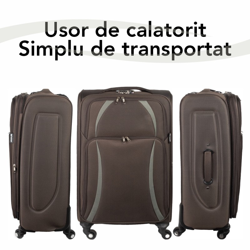Troler voiaj Mediu, Naimeed D5982, 4 roti, material textil, inchidere cifru, Maro, 40x28x63cm Troler voiaj Mediu, Naimeed D5982, 4 roti, material textil, inchidere cifru, Maro, 40x28x63cm
