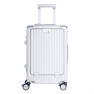 Troler, cabina avion, Naimeed D5989, Premium Voyage, fibra de carbon, port USB, compartiment pentru laptop, inchidere cifru, Alb, 49x34x24cm Troler, cabina avion, Naimeed D5989, Premium Voyage, fibra de carbon, port USB, compartiment pentru laptop, inchidere cifru, Alb, 49x34x24cm
