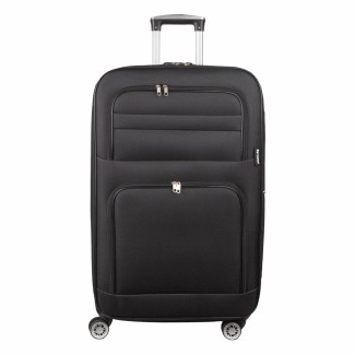 Troler voiaj Mare, Naimeed D5992, 4 roti, material textil, inchidere cifru, Negru, 47x30x73cm