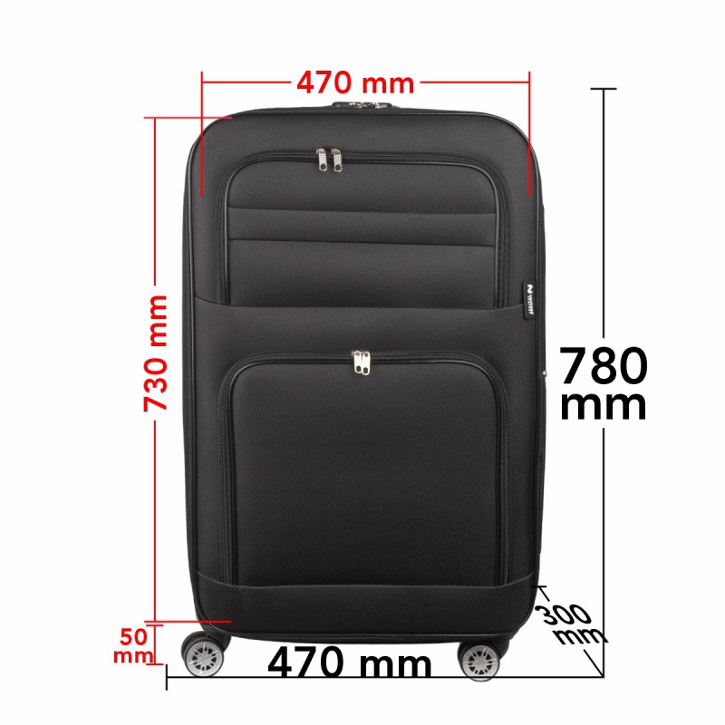 Troler voiaj Mare, Naimeed D5992, 4 roti, material textil, inchidere cifru, Negru, 47x30x73cm Troler voiaj Mare, Naimeed D5992, 4 roti, material textil, inchidere cifru, Negru, 47x30x73cm