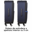 Troler voiaj Mediu, Naimeed D5993, 4 roti, material textil, inchidere cifru, Albastru, 43x27x63cm