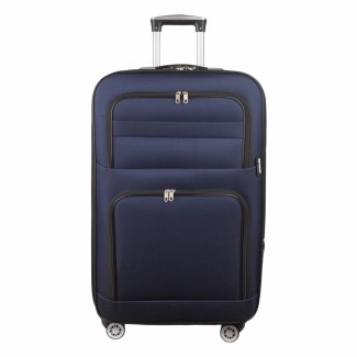 Troler voiaj Mare, Naimeed D5993, 4 roti, material textil, inchidere cifru, Albastru, 47x30x73cm