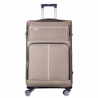 Troler voiaj Mare, Naimeed D6001, 4 roti duble 360 grade, material textil, inchidere cifru, Crem, 46x27x78cm Troler voiaj Mare, Naimeed D6001, 4 roti duble 360 grade, material textil, inchidere cifru, Crem, 46x27x78cm