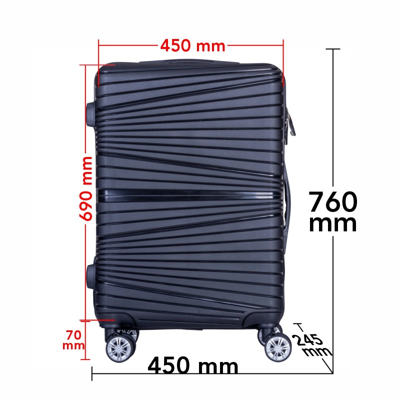 Troler voiaj Mare, Naimeed D6005, 4 roti duble 360 grade, PP, inchidere cifru, Negru, 45x24.5x69cm Troler voiaj Mare, Naimeed D6005, 4 roti duble 360 grade, PP, inchidere cifru, Negru, 45x24.5x69cm