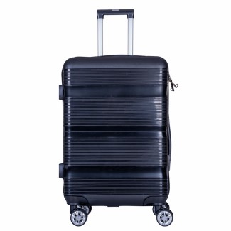 Troler voiaj Mare, Naimeed D6007, 4 roti duble 360 grade, PP, inchidere cifru, Negru, 47x25.5x67cm