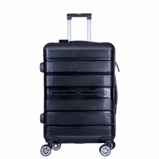 Troler voiaj Mediu, Naimeed D6008, 4 roti duble 360 grade, PP, inchidere cifru, Negru, 43x24x59cm