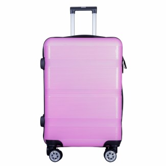 Troler voiaj Mare, Naimeed D6011, 4 roti duble 360 grade, PP, inchidere cifru, Roz, 47x25.5x67cm