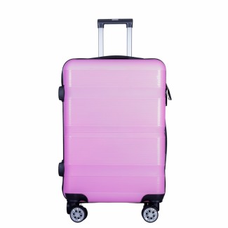 Troler voiaj Mediu, Naimeed D6011, 4 roti duble 360 grade, PP, inchidere cifru, Roz, 41x23x57cm