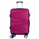 Troler voiaj Mare, Naimeed D6013, 4 roti duble 360 grade, PP, inchidere cifru, Visiniu, 45x24.5x69cm