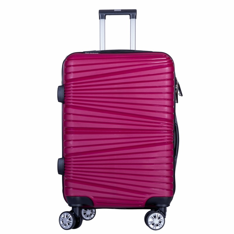 Troler voiaj Mare, Naimeed D6013, 4 roti duble 360 grade, PP, inchidere cifru, Visiniu, 45x24.5x69cm