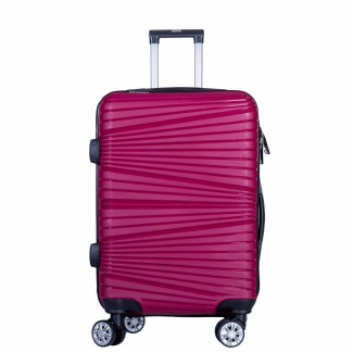 Troler voiaj Mediu, Naimeed D6013, 4 roti duble 360 grade, PP, inchidere cifru, Visiniu, 37x22x52cm