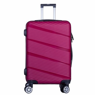 Troler voiaj Mare, Naimeed D6014, 4 roti duble 360 grade, PP, inchidere cifru, Visiniu, 46x25x64cm