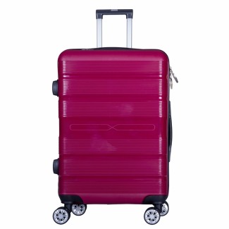 Troler voiaj Mare, Naimeed D6016, 4 roti duble 360 grade, PP, inchidere cifru, Visiniu, 49x26x70cm