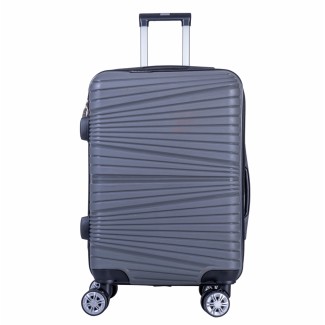 Troler voiaj Mare, Naimeed D6017, 4 roti duble 360 grade, PP, inchidere cifru, Gri, 45x24.5x69cm