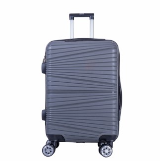 Troler voiaj Mediu, Naimeed D6017, 4 roti duble 360 grade, PP, inchidere cifru, Gri, 37x22x52cm