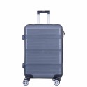 Troler voiaj Mic, Naimeed D6019, 4 roti duble 360 grade, PP, inchidere cifru, Gri, 35x21x47cm