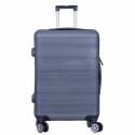 Troler voiaj Mare, Naimeed D6020, 4 roti duble 360 grade, PP, inchidere cifru, Gri, 49x26x70cm
