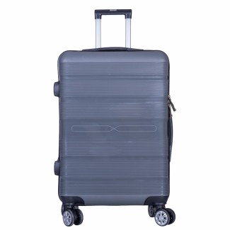 Troler voiaj Mare, Naimeed D6020, 4 roti duble 360 grade, PP, inchidere cifru, Gri, 49x26x70cm