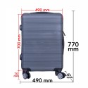 Troler voiaj Mare, Naimeed D6020, 4 roti duble 360 grade, PP, inchidere cifru, Gri, 49x26x70cm