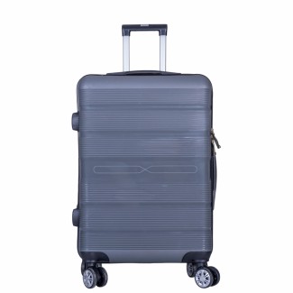 Troler voiaj Mediu, Naimeed D6020, 4 roti duble 360 grade, PP, inchidere cifru, Gri, 43x24x59cm