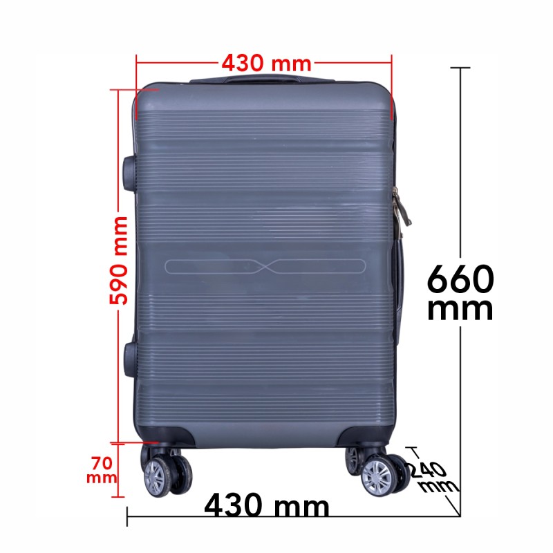 Troler voiaj Mediu, Naimeed D6020, 4 roti duble 360 grade, PP, inchidere cifru, Gri, 43x24x59cm Troler voiaj Mediu, Naimeed D6020, 4 roti duble 360 grade, PP, inchidere cifru, Gri, 43x24x59cm
