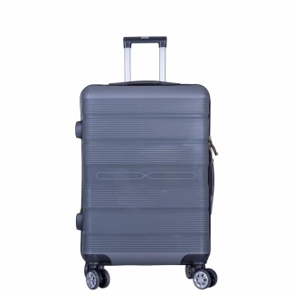 Troler voiaj Mic, Naimeed D6020, 4 roti duble 360 grade, PP, inchidere cifru, Gri, 36x21.5x50cm