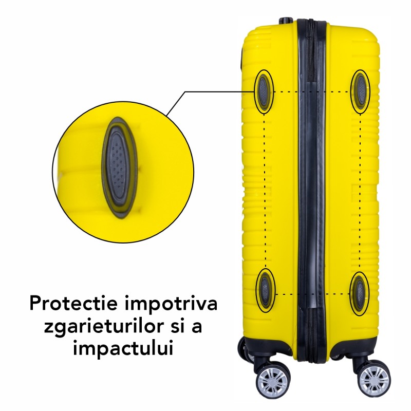 Troler voiaj Mediu, Naimeed D6021, 4 roti duble 360 grade, PP, inchidere cifru, Galben, 37x22x52cm Troler voiaj Mediu, Naimeed D6021, 4 roti duble 360 grade, PP, inchidere cifru, Galben, 37x22x52cm