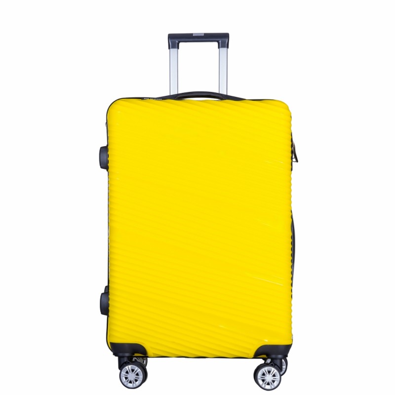 Troler voiaj Mediu, Naimeed D6022, 4 roti duble 360 grade, PP, inchidere cifru, Galben, 39x22.5x54cm