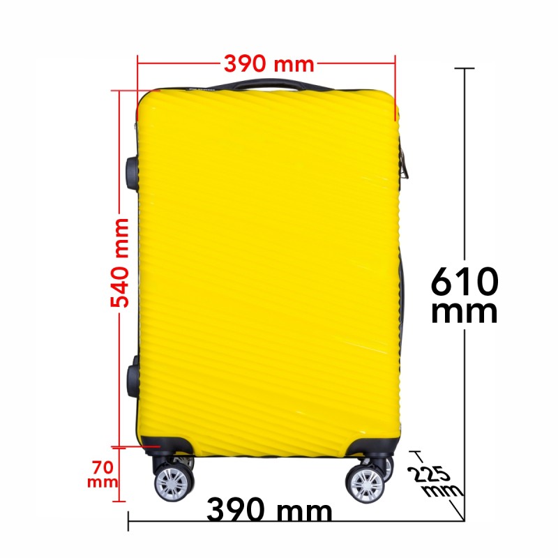 Troler voiaj Mediu, Naimeed D6022, 4 roti duble 360 grade, PP, inchidere cifru, Galben, 39x22.5x54cm