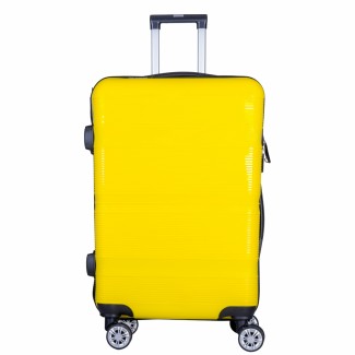 Troler voiaj Mare, Naimeed D6023, 4 roti duble 360 grade, PP, inchidere cifru, Galben, 47x25.5x67cm