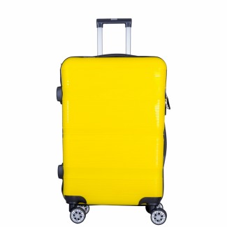 Troler voiaj Mediu, Naimeed D6023, 4 roti duble 360 grade, PP, inchidere cifru, Galben, 41x23x57cm