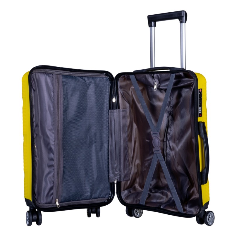 Troler voiaj Mediu, Naimeed D6023, 4 roti duble 360 grade, PP, inchidere cifru, Galben, 41x23x57cm Troler voiaj Mediu, Naimeed D6023, 4 roti duble 360 grade, PP, inchidere cifru, Galben, 41x23x57cm