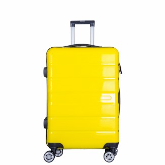 Troler voiaj Mic, Naimeed D6024, 4 roti duble 360 grade, PP, inchidere cifru, Galben, 36x21.5x50cm