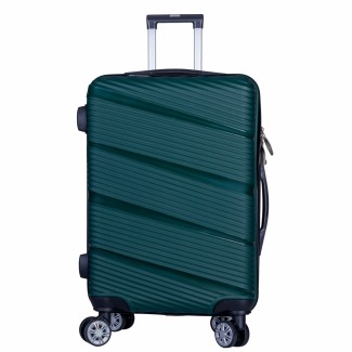 Troler voiaj Mare, Naimeed D6026, 4 roti duble 360 grade, PP, inchidere cifru, Verde, 46x25x64cm